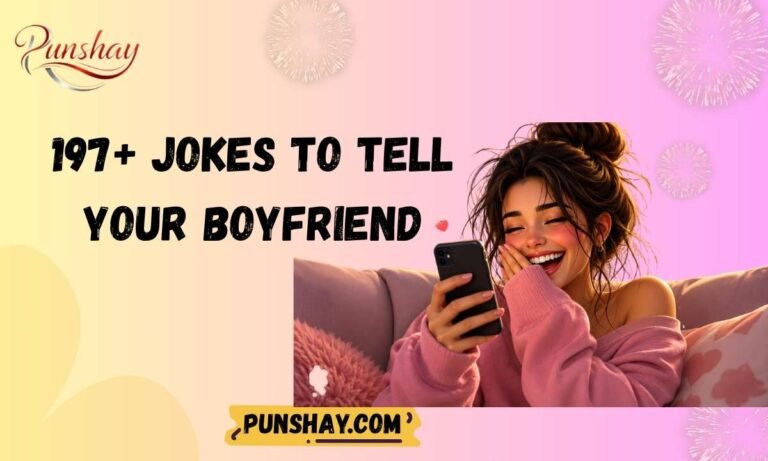 Everyone loves a good laugh, especially from the person they care about. Sending your boyfriend a funny joke over text is one of the easiest ways to brighten his day. It keeps things light, fun, and full of good energy between you two. You don't have to be a stand-up comedian to make him smile. Whether you love cheesy puns, silly one-liners, or playful banter, there's something here for every couple. Get ready because these 197+ jokes are about to make him laugh out loud. Did You Know? Laughter is one of the best ways to bond with your boyfriend. Studies show that couples who laugh together feel closer and happier. Sending a funny joke over text takes just a second but can brighten his whole day. You don't need to be funny in real life to send a great joke. All you need is the right words at the right time. That's exactly what this list is here for. Jokes to Tell Your Boyfriend Over Text to Make Him Laugh??? Texting your boyfriend something funny keeps the spark alive. It shows him you're thinking about him and that you have a great sense of humor. Here are some classic jokes to get things started. Why did the phone break up with the charger? It felt too drained. I told my boyfriend he was drawing his eyebrows too high. He looked surprised. Why don't scientists trust atoms? Because they make up everything just like your excuses for being late. What do you call a boyfriend who does the dishes? A keeper. Why did the scarecrow win an award? Because he was outstanding in his field just like you. I asked you to be my boyfriend. You said yes. Best decision you ever made. Why do bicycles fall over? Because they're two-tired kind of like me after texting you all night. What's a vampire's favorite fruit? A blood orange still less sweet than you. I told my boyfriend a joke about construction. He's still building up to laughing. Why can't you give Elsa a balloon? She'll let it go unlike me letting go of you. Funny Jokes to Tell Your Boyfriend Over Text Puns Captions Puns are the perfect mix of smart and silly. They make your boyfriend groan and grin at the same time. Use these as jokes or even as cute Instagram captions with his photo. You are my butter half. I love you a latte, babe. You make my heart skip a beet. Life without you is un-bear-able. I'm so egg-cited to be your girlfriend. You're one in a melon. I whale always love you. You're my main squeeze literally. I love you from my head tomatoes. You're brewing up feelings in my heart. Funny Jokes to Tell Your Boyfriend Over Text One Liners One-liners hit fast and hit hard. They're short, punchy, and super easy to text. These are perfect when you want to make him laugh in just one line. I love you more than pizza and that's saying something. You're the reason I look down at my phone and smile. I told my heart not to fall for you. It didn't listen. You're so hot, you make my phone overheat. My bed feels empty without your snoring, honestly. I'd choose you over Wi-Fi any day. That's real love. You're my favorite notification. I didn't believe in love at first text until you. You must be a bank loan because you have my interest. If you were a vegetable, you'd be a cute-cumber. Short Funny Jokes to Tell Your Boyfriend Over Text Puns Sometimes short is better. A quick, funny pun can make him laugh between meetings or during his lunch break. These are tiny jokes with big energy. You're my type literally, I type to you all day. Are you a magician? Every time I look at you, everyone else disappears. Do you like science? Because we have great chemistry. Are you a camera? Every time I see you, I smile. Are you a parking ticket? Because you've got "fine" written all over you. You must be made of copper and tellurium because you're CuTe. You're like a dictionary. You add meaning to my life. Are you a light switch? Because you turn me on. You're like wifi. I feel lost without you. Do you have a map? I keep getting lost in your eyes. Loves a Joke? Try These on Him??? Some boyfriends love a good back-and-forth joke. These are great for couples who enjoy playful teasing. Send these and watch him try to top you. Me: Knock knock. Him: Who's there? Me: Olive. Him: Olive who? Me: Olive you and I miss you! Why did the boyfriend bring a ladder to the bar? Because he heard the drinks were in the house. My boyfriend said he wanted to feel special. So I put him in a helmet. I asked my boyfriend what he wanted for dinner. He said, "Whatever you want." So I ordered pizza and ate it alone. What's a boyfriend's least favorite word? "Later." Because it never actually means later. Why did the boyfriend sit on the clock? He wanted to be on time for once. I told my boyfriend he had the memory of a goldfish. He said, "That's not true." Five minutes later "Wait, what were we talking about?" My boyfriend said he loves me more every day. Today must be a slow day then. Why does my boyfriend hate thunder? Because he thinks nature is trying to out-loud him. I asked my boyfriend to surprise me. He said, "Boo." Not quite what I meant. Clever Jokes to Tell Your Boyfriend Over Text Puns for Instagram These clever puns work as both jokes and Instagram captions. They're witty, sweet, and a little cheeky. Post them with a cute selfie or send them out of nowhere. He stole my heart, so I'm pressing charges of love. I followed my heart and it led me to the fridge. Then to him. I'm not clingy I'm just very attached to my boyfriend. He's my person. Even when he's being a little weird. Love is blind. Luckily, I can still see how cute he is. He texts back fast. That's husband material right there. I don't need a knight in shining armor. A guy in a hoodie who makes me laugh works fine. He puts the "fun" in "functioning relationship." I said "I love you" and he said "same." Romance is alive. He's not perfect but his jokes about him are. Best Jokes to Tell Your Boyfriend Over Text Themed Wordplay Jokes Themed wordplay jokes are fun because they mix a topic he loves with humor. Think sports, food, gaming, or movies. These feel personal and make him laugh even harder. Food Themed: Why did the chef break up with the baker? He wanted someone with more dough. I love you more than tacos. Please don't test that theory. Sports Themed: Why did the football team go to the bank? To get their quarterback. You must play soccer because you've been running through my mind all day. Gaming Themed: Are you a save point? Because I never want to lose you. You leveled up my life, babe. Movie Themed: Are you from Hogwarts? Because you've put a spell on me. I must be in a Marvel movie because everything changed when I met you. Music Themed: You must be a chord because you give my life harmony. I'd never put you on mute, babe. Naughty Riddles? Keep It Playful??? Want to flirt a little while making him laugh? These playful, cheeky riddles walk the line between funny and flirty. They're bold but still fun. What did the ocean say to the beach? Nothing it just waved. (Just like how you wave away my bad moods.) I'm thinking of something hard, something you use every day, and something you hold tightly. It's your phone. What did you think I meant? What goes up but never comes down? Your ego when I compliment you. What's long, hard, and full of seamen? A submarine. Mind out of the gutter, babe. What do you call two birds in love? Tweet hearts just like us. Riddle me this: What do you and my Wi-Fi have in common? I feel disconnected without you. What do you call it when your boyfriend makes you smile? A daily miracle. I'm thinking of something soft, warm, and comforting. It's my hoodie you borrowed and never returned. Witty Jokes to Tell Your Boyfriend Over Text Puns for Social Media These jokes are sharp, smart, and totally shareable. They work great for social media posts or just showing off your humor in the group chat. Send them to him and watch him screenshot immediately. My boyfriend told me I needed to grow up. I hung up the phone and played with my stickers. We're not a perfect couple. But we're perfect for each other and that's more fun. He makes me happy 99% of the time. The other 1% is when he eats my leftovers. I love him even when his jokes aren't funny. That's true commitment. He said, "You're always right." I said, "I know. Keep going." Some people wait their whole lives for a great love story. Mine started with a bad pickup line. I don't need a filter on my relationship. We're naturally chaotic. He's low-maintenance. Two meals a day and a nap and he's fine. Our love language is roasting each other and then laughing. He said he doesn't believe in love at first sight. Then he saw me. Story checks out. Clean and Family-Friendly Jokes to Tell Your Boyfriend Over Text These jokes are sweet, safe, and totally innocent. You can even read these out loud around family. They're still funny just squeaky clean. Why did the teddy bear say no to dessert? Because she was already stuffed. What do you call a fake noodle? An impasta kind of like how fake your poker face is. Why can't Cinderella play soccer? She always runs away from the ball. What do you call cheese that isn't yours? Nacho cheese. Why don't eggs tell jokes? They'd crack each other up. What did one wall say to the other? I'll meet you at the corner. Why did the math book look sad? Too many problems. What do you call a sleeping dinosaur? A dino-snore. Why did the golfer bring extra pants? In case he got a hole in one. Why is grass so dangerous? Because it's full of blades. Punny Jokes to Tell Your Boyfriend Over Text Quotes That'll Crack You Up Pun-based quotes feel like little love notes with a twist. They're sweet on the outside and silly on the inside. Send these when you want to be cute and funny at the same time. "You are my sunshine and also my reason for staying up too late." "Love is patient, love is kind, love is also sending memes at 2am." "You had me at 'wanna get food?'" "I like you a latte. That's not a typo." "You're the avocado to my toast essential and slightly expensive." "I love you more than yesterday. Yesterday you ate my fries." "You're brew-tally attractive." "I donut know what I'd do without you." "You make every day batter." "I'm stuck on you like glue, but cuter." Short Jokes to Tell Your Boyfriend??? Short jokes are the best surprise texts. He's not expecting it, then boom he's laughing. These are easy to memorize and fun to fire off randomly. Why don't scientists trust atoms? They make up everything. I used to hate facial hair but then it grew on me. What do you call a fish without eyes? A fsh. I'm reading a book about anti-gravity. It's impossible to put down. Did you hear about the guy who invented Lifesavers? He made a mint. I only know 25 letters. I don't know why. Time flies like an arrow. Fruit flies like a banana. What's brown and sticky? A stick. I told my doctor I broke my arm in two places. He said stop going to those places. The rotation of the Earth really makes my day. Jokes to Tell Your Boyfriend Over Text Puns for Tourists and Travelers Does your boyfriend love to travel? Or are you two planning a trip together? These travel-themed puns and jokes are perfect for adventurous couples. Why did the tourist bring a ladder to Paris? To see the Eiffel Tower up close. I have a joke about Italy but it's a little cheesy. What do you call a trip to Iceland? A cool vacation. Why did the map go to school? To improve its directions. I love traveling with you. You always help me find my way even when you're lost too. Why do fish never go on vacation? Because they're always in schools. What's a traveler's favorite music? Anything with a good beat and good baggage claim. I want to travel the world with you. Or just drive to the nearest drive-thru. Both are good. Our love is like a passport it opens doors everywhere. I followed you on this trip. And also on Instagram. Priorities. Silly and Sassy Jokes to Tell Your Boyfriend Over Text Wordplay These jokes have a little attitude to them. They're playful, sassy, and perfect for couples who love to tease each other. Send these when you want to be bold and funny. I love you. Even when you're wrong which is often. You're lucky you're cute. That's all I'll say. My standards were high. Then I met you. Now look at me, completely in love. You're the reason I laugh every day. Mostly at you, not with you. I'd take a bullet for you. Relax it's a Nerf bullet. I love how you think you're funny. It's adorable. You're my favorite person to argue with. And then immediately forgive. I'm the best thing that ever happened to you. You're welcome. You're not perfect but you're perfectly annoying in a way I enjoy. You didn't fall for me. You tripped. And then stayed. Sweet. Iconic Sayings with a Joke to Tell Your Boyfriend Over Text Twist Take a famous quote then give it a funny relationship spin. These are perfect for clever couples who enjoy a little wordplay with their wisdom. "All you need is love." And Wi-Fi. And snacks. "Be the change you wish to see." So I changed the TV channel to his show. You're welcome. "Carpe diem." Seize the day. And also seize that last slice of pizza before he does. "To infinity and beyond." But first, can we stop for coffee? "Fortune favors the bold." I boldly texted him first. Best decision ever. "Live, laugh, love." And also live, laugh, send memes. "Knowledge is power." So I told him he was wrong. Power move. "Home is where the heart is." Home is also where the snacks are. Just saying. "The early bird catches the worm." My boyfriend catches the extra hour of sleep instead. "Life is short." So I send him jokes. Make every second count. Share-Worthy Jokes to Tell Your Boyfriend Over Text Puns for Every Mood No matter what mood you're in, there's a joke for it. Happy, tired, bored, or missing him these jokes match every feeling. Send one anytime and watch him smile. When You Miss Him? My bed misses you. I miss you more. But my bed is a close second. When You're Bored? I'm bored. Entertain me. You have 10 seconds. When You're Tired? I'm too tired to function. Text me something funny so I can feel alive again. When You're Happy? I'm in a great mood and I blame you entirely. When You're Hungry? I'm hungry and I want to eat with you. Emotionally and literally. When You Love Him? I love you more than I love sleeping in. And that is saying everything. When You're Being Silly? I'm adopting a cow. Her name is Moofia. You're her godfather. Congratulations. Random and Chaotic? If we were both clouds, I'd rain on your parade just to see you laugh. How to Use These Jokes to Tell Your Boyfriend Over Text in Real Life? Knowing the jokes is one thing. Using them well is another. Here are a few simple tips to get the best laugh out of him every time. Pick the right moment. Send a joke when he needs a smile during a long day at work or a slow afternoon. Timing makes the joke land better. Don't over-explain it. Let the joke breathe. Send it and wait. The silence before he responds is part of the fun. Match his humor. If he loves puns, send puns. If he likes sarcasm, go for the sassy ones. The best joke is the one that feels like it was made for him. Use them as icebreakers. If you haven't texted in a while or things have been quiet, a funny joke breaks the ice instantly. It's low pressure and always welcome. Make it personal. Add his name or a detail about your relationship to any joke. It goes from funny to unforgettable in one second. Don't force it. If he doesn't laugh, that's okay too. Just move on and try another one later. Comedy is all about the next attempt. Laughter is one of the most powerful tools in a relationship. Use it often, use it freely, and never stop making each other smile. Frequently Asked Questions What are the best jokes to tell your boyfriend over text? Short, punchy jokes work best over text. Puns, one-liners, and funny riddles always get a great reaction. How do I make my boyfriend laugh over text? Keep it simple and surprise him. Send a random funny joke when he least expects it. Can a funny text message strengthen a relationship? Yes, absolutely. Laughing together builds a stronger emotional bond between couples. What type of jokes do boyfriends find the funniest? Most guys love clever wordplay, sarcastic jokes, and silly puns. Match the joke to his personal sense of humor. Is it okay to send naughty or flirty jokes over text? Yes, as long as you both feel comfortable with it. Playful and flirty jokes can add a fun spark to your conversations. How often should I send funny jokes to my boyfriend? There is no rule. Send one whenever you feel like making him smile. Even one joke a day can brighten his mood. What if my boyfriend doesn't laugh at my jokes? Don't worry about it. Just move on and try a different style next time. The effort alone shows him you care. Conclusion Sending your boyfriend a funny joke over text is one of the simplest ways to show you care. Laughter keeps the relationship fun, fresh, and full of good energy. Whether it's a silly pun or a clever one-liner, the right joke can turn any ordinary day into a great one. You now have over 197 jokes ready to use anytime. Pick your favorites, send them freely, and enjoy every laugh you share together. Because the couple that laughs together truly stays together.
